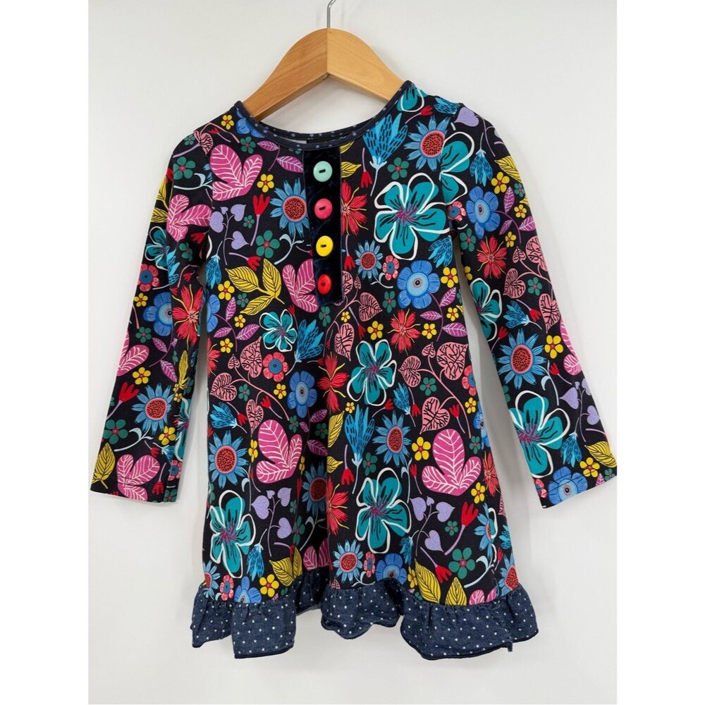 Zaza Couture Girl's Floral Cotton Long Sleeve Tunic Dress | Multi | 4T